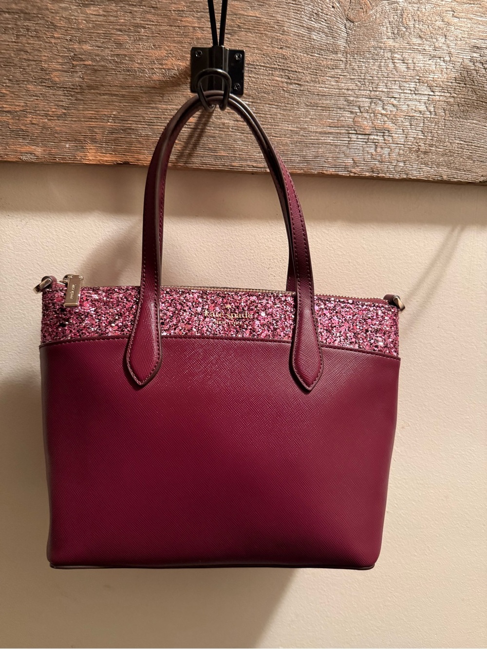 Kate Spade Flash Glitter Glimmer Satchel Bag Crossbody bag Cherrywood K8707